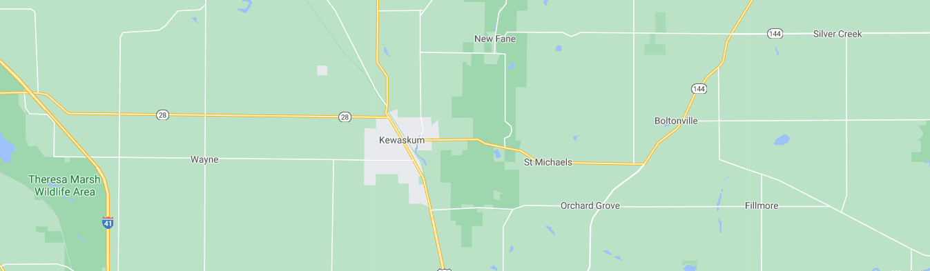 Wisconsin map focusing on Kewaskum