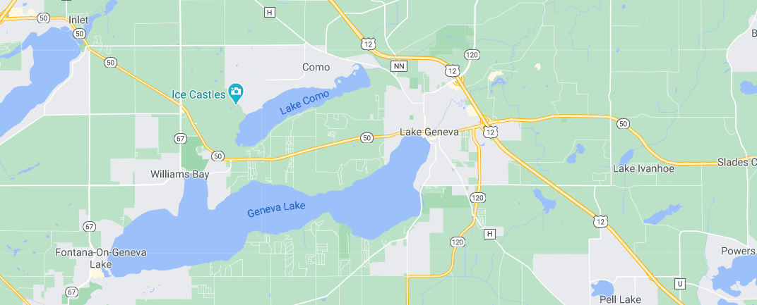 Wisconsin map focusing on Lake Geneva