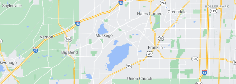 Map of Wisconsin focusing on Muskego